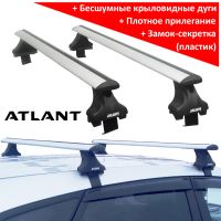 Багажник на крышу Mitsubishi L200 2015-..., Атлант, крыловидные дуги, опора Е