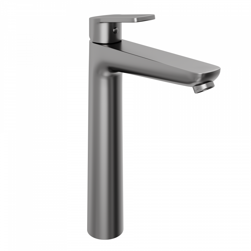 Смеситель для раковины Abelsberg Lineara UNF23509GM высокий, космическая сталь