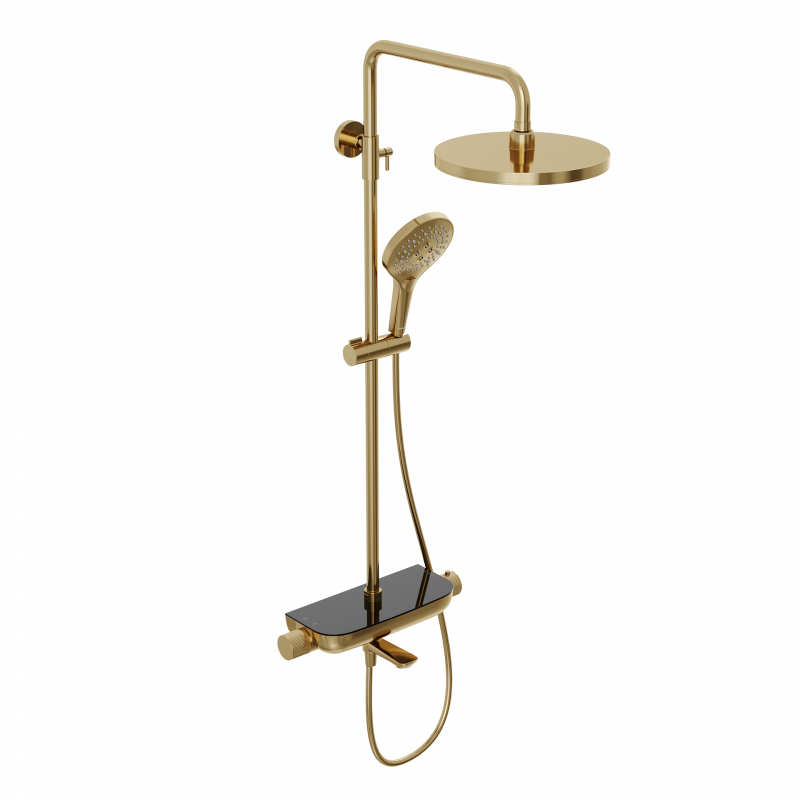Душевая система Abelsberg Lineara с термостатом с изливом, золото SNS52791BG