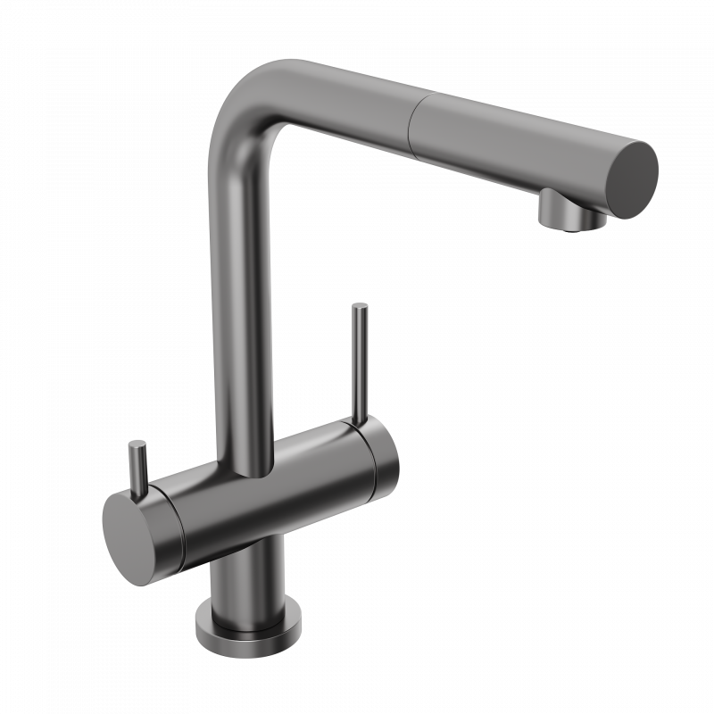 Смеситель для кухни ABELSBERG Pura с вытяжным изливом, космическая сталь, OTF70709GM