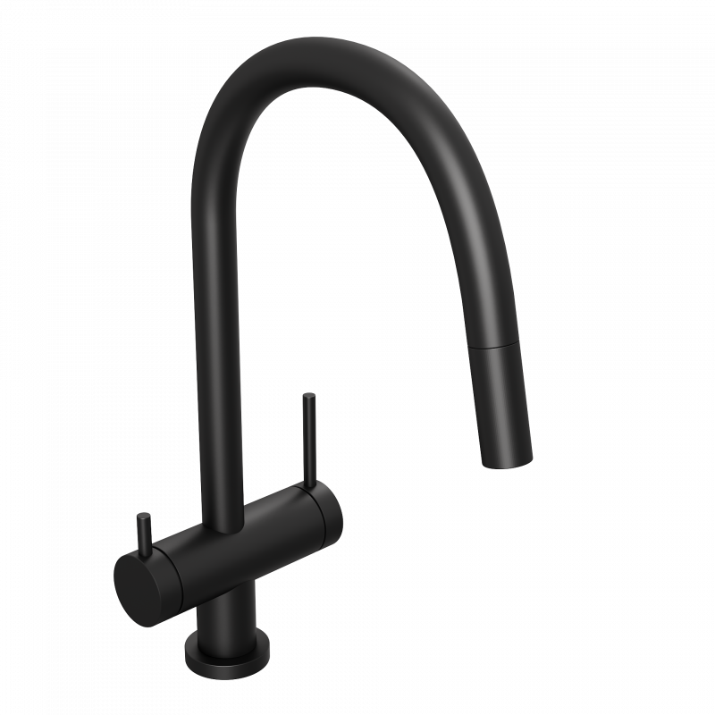 Смеситель для кухни ABELSBERG Aera с вытяжным изливом, вулканический черный, EMF71709MB