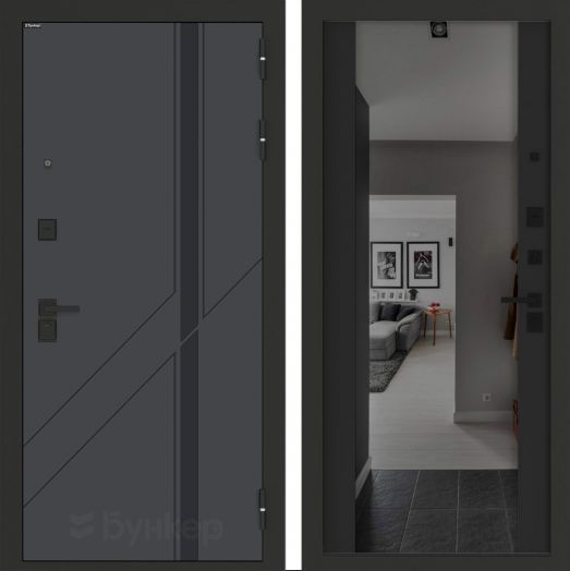 Входная дверь Бункер BN-12 - Зеркало максимум с тонировкой Черный кварц