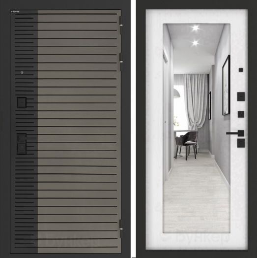 Входная дверь Бункер BN-15 - Зеркало 18 
Белое дерево