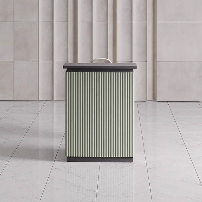 Ресепшн «Крафт мини» в МДФ пленке - волна 2 черный/серо-зеленый