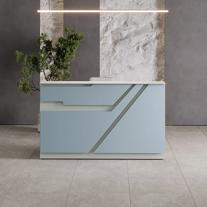 Ресепшн «Техно» в МДФ пленке франц.серый/скай