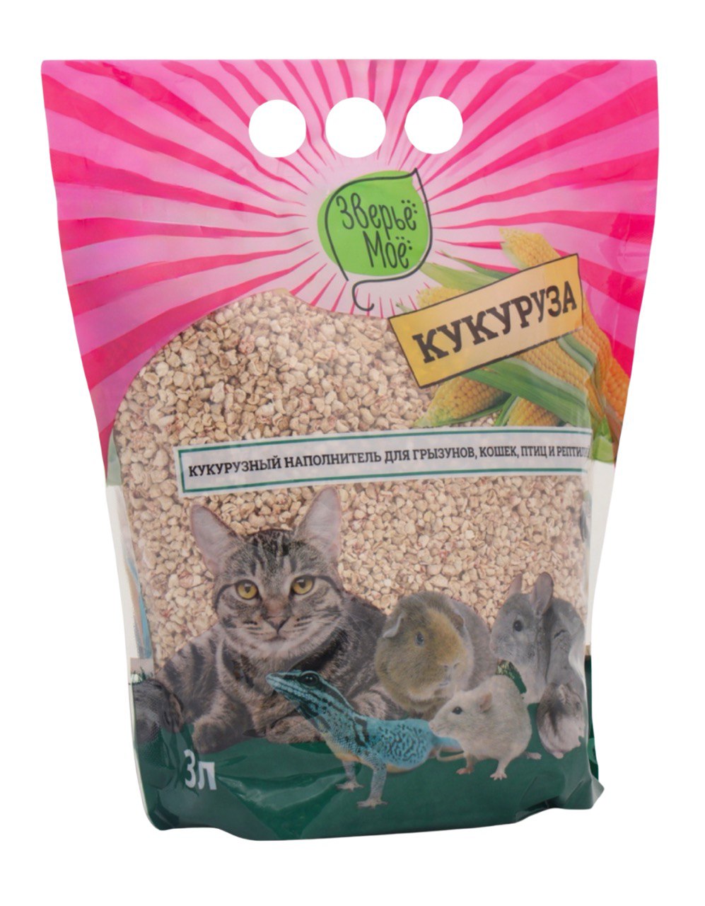 Наполнитель кукурузный "Зверье мое", 1,5 кг