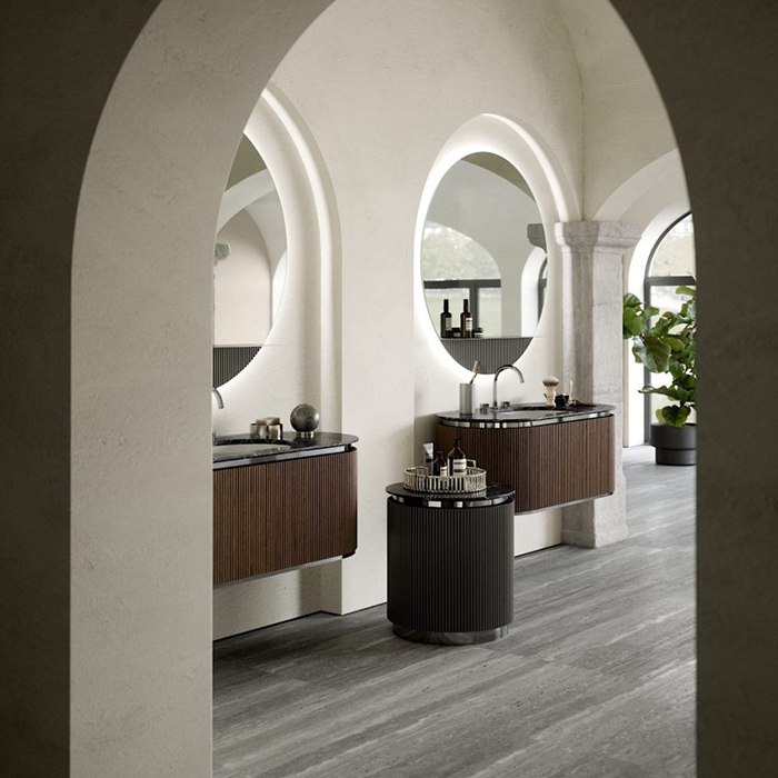 Комплект мебели №4 Oasis Naos 126х56x45 см подвесной тумба с боковинами и мраморный топ ФОТО