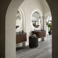 Комплект мебели №4 Oasis Naos 126х56x45 см подвесной тумба с боковинами и мраморный топ схема 3