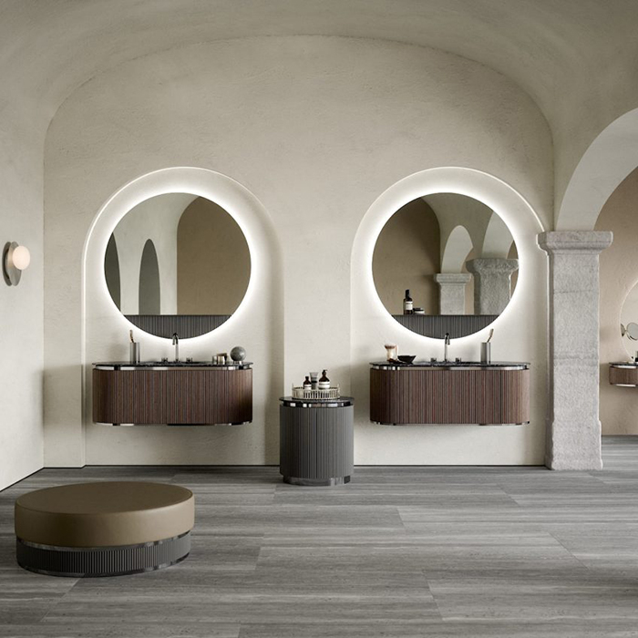 Комплект мебели №4 Oasis Naos 126х56x45 см подвесной тумба с боковинами и мраморный топ ФОТО