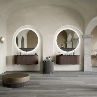 Комплект мебели №4 Oasis Naos 126х56x45 см подвесной тумба с боковинами и мраморный топ схема 4