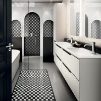 Комплект мебели №19 Oasis Profilo 140х38х205 см подвесные две тумбы и столешница с двумя раковинами схема 3