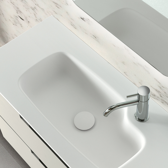 Комплект мебели №19 Oasis Profilo 140х38х205 см подвесные две тумбы и столешница с двумя раковинами ФОТО