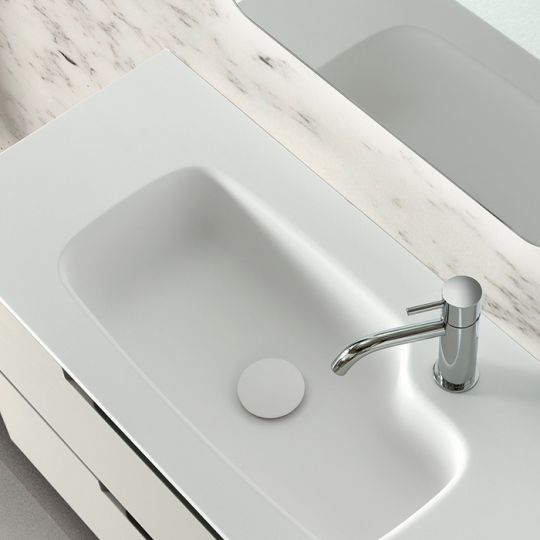 Комплект мебели №19 Oasis Profilo 140х38х205 см подвесные две тумбы и столешница с двумя раковинами схема 4