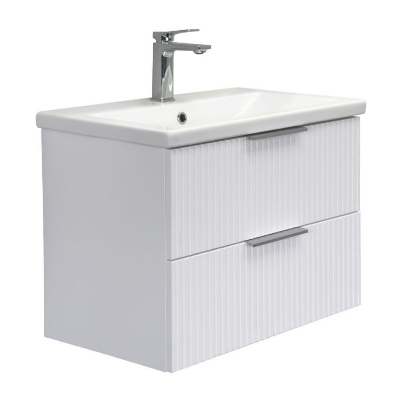 Тумба с умывальником "Лима-70П2" белый матовый с раковиной Como 70