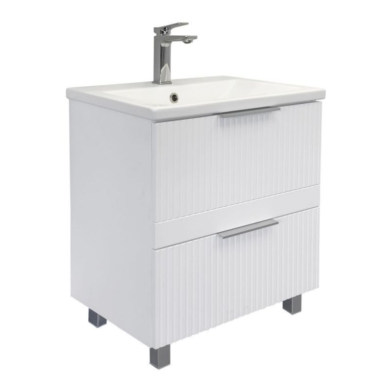 Тумба с умывальником "Лима-60Н2" белый матовый с раковину Como 60