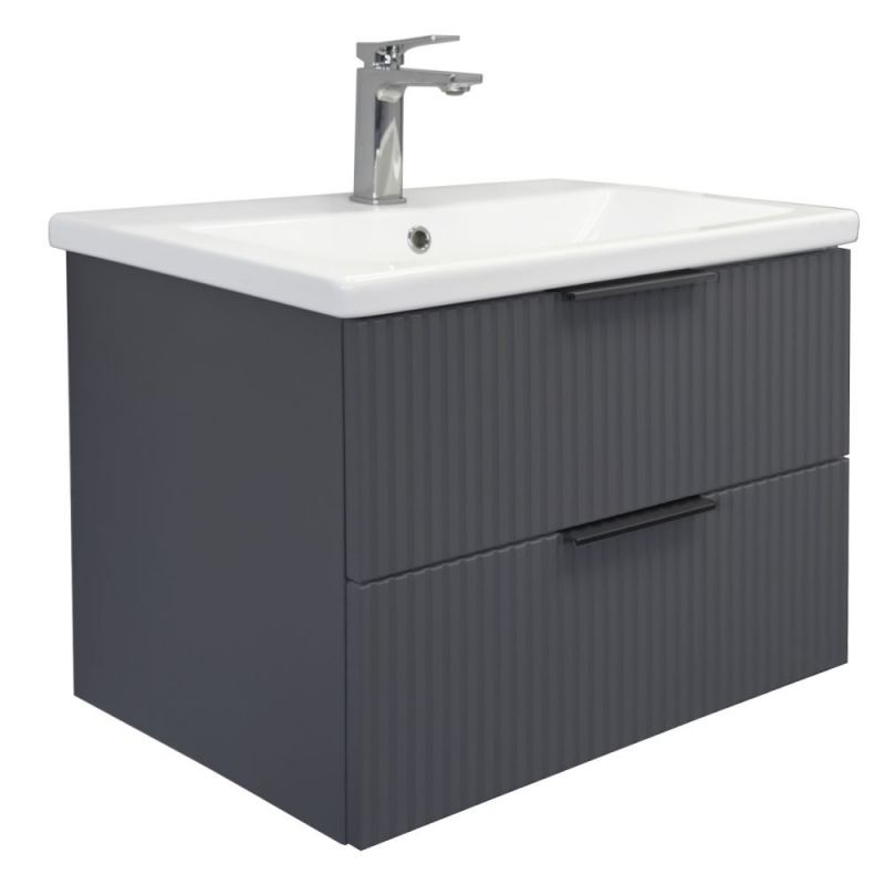 Тумба с умывальником "Лима-70П2" антрацит с раковиной Como 70