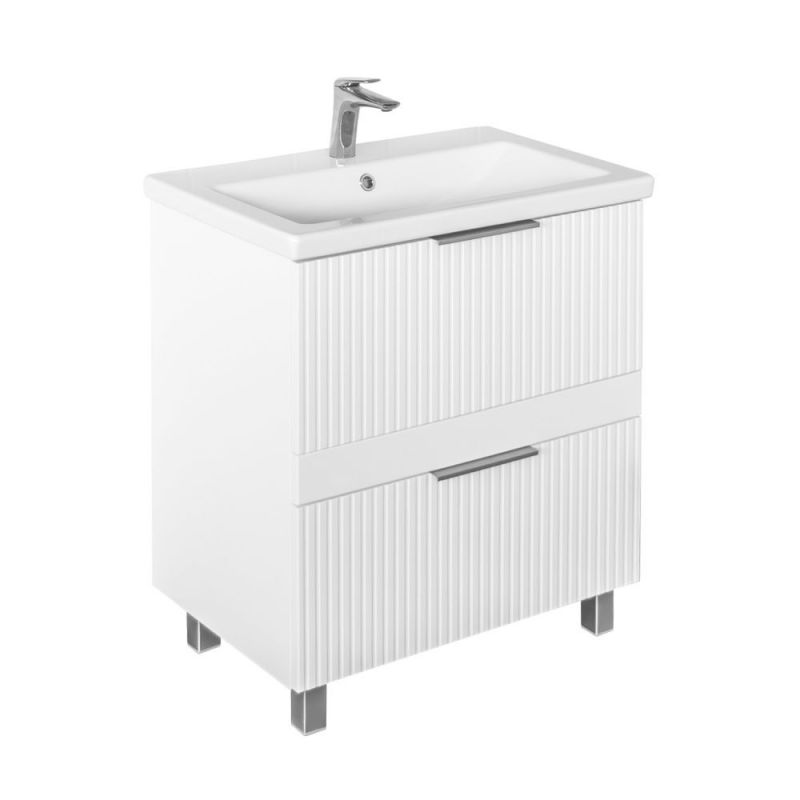 Тумба с умывальником Comforty Лима-70Н2 белый матовый с раковиной Como 70