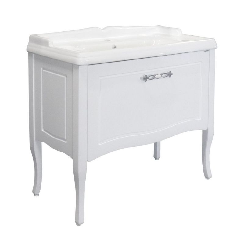 Тумба с умывальником Comforty Павия 100 белый глянец с раковиной 3310