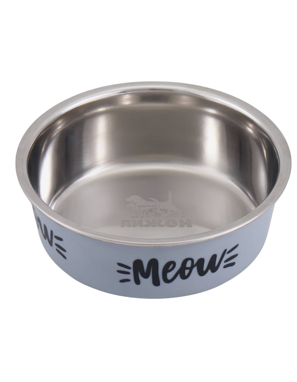 Миска с силиконовым основанием "Мяу", серая, 300 мл