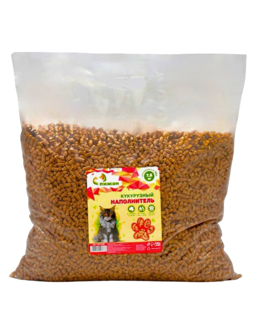 Наполнитель кукурузный гранула  "Пижон" , 7,5 кг впитываемость до 15 л