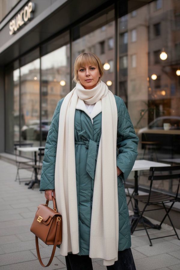 Зимняя куртка пальто с меховым воротником арт.2815 [бирюзовый]