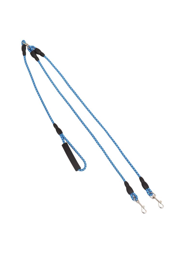Сворка для двух собак, 1,5 м х 0.8 см, синяя