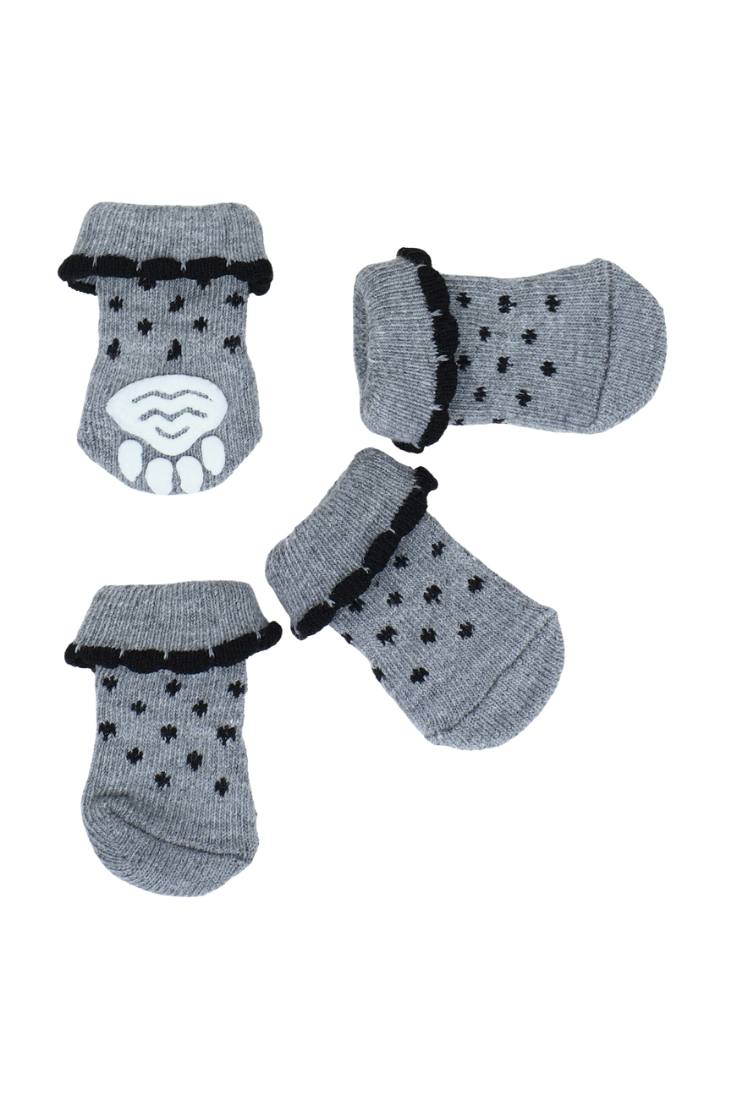 Носки нескользящие "Горошек", размер L (3,5/5 * 9 см), набор 4 шт, серые