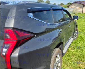 Ветровики окон с хром молдингами, СТ, 6шт на Паджеро Монтеро Спорт