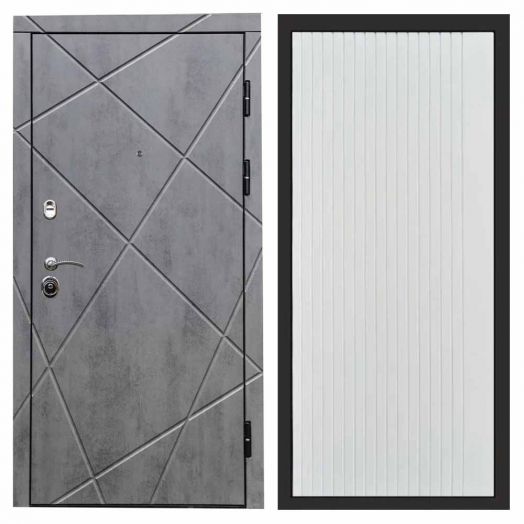 Входная дверь Termo-door Лучи Бетон - FLAT Белый софт