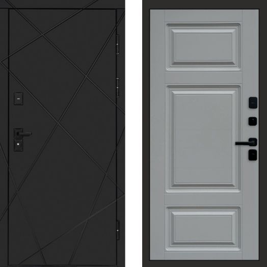 Входная дверь Termo-door Лучи Black - Лион Грей софт
