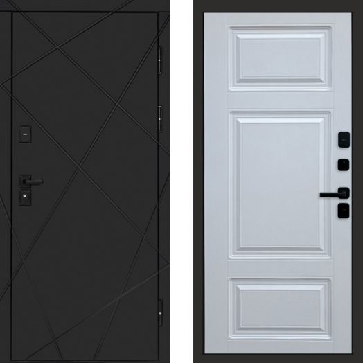 Входная дверь Termo-door Лучи Black - Лион Белый софт
