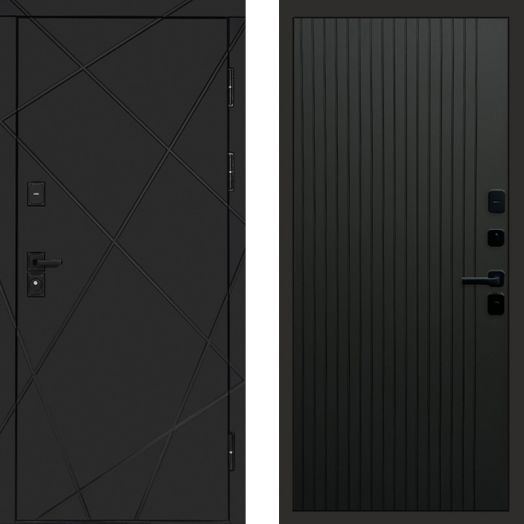 Входная дверь Termo-door Лучи Black - FLAT Черный кварц