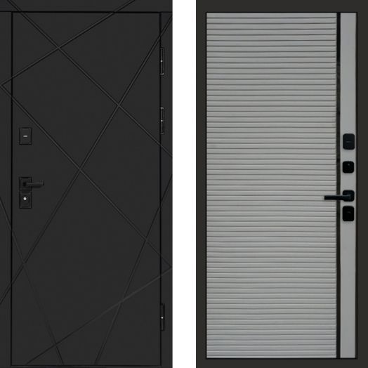 Входная дверь Termo-door Лучи Black - Porte Грей софт