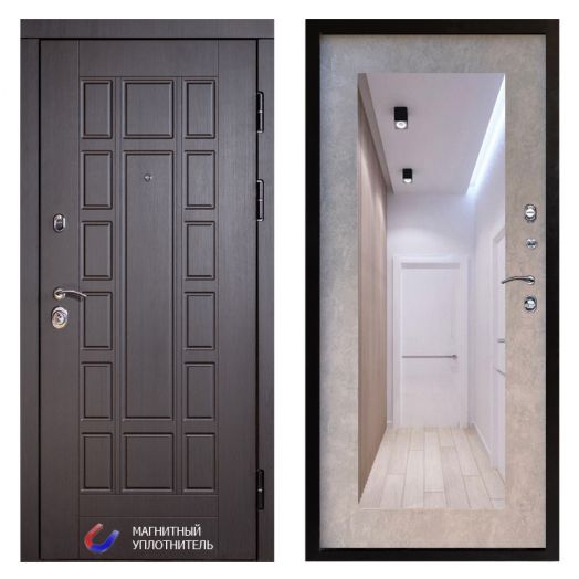 Входная дверь Termo-door Виргиния Венге - Зеркало триумф Бетон светлый