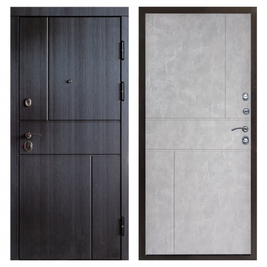 Входная дверь Termo-door Вертикаль Венге - Горизонт Бетон светлый