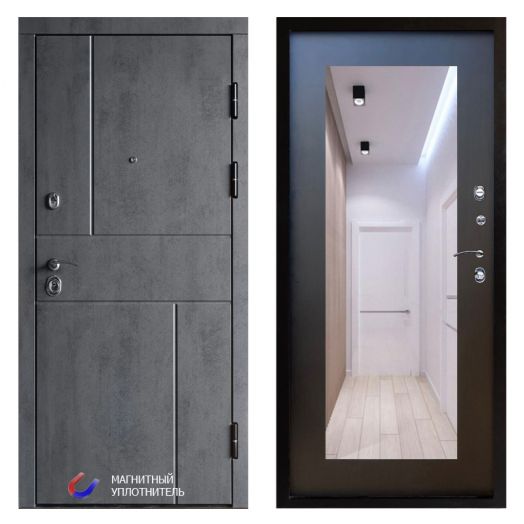 Входная дверь Termo-door Вертикаль Бетон - Зеркало триумф Венге