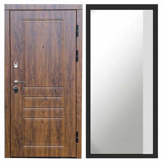 Входная дверь Termo-door Орегон Дуб - Широкое Зеркало Фацет Белый софт