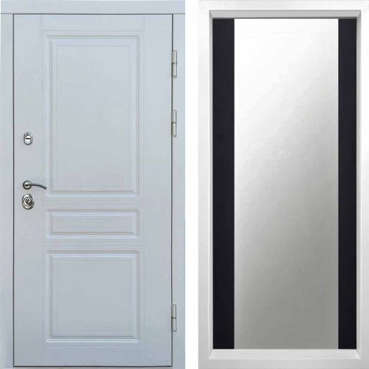 Входная дверь Termo-door Орегон WHITE - Зеркало Черный кварц+тонировка