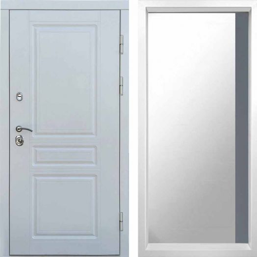 Входная дверь Termo-door Орегон WHITE - Широкое Зеркало Фацет Грей софт