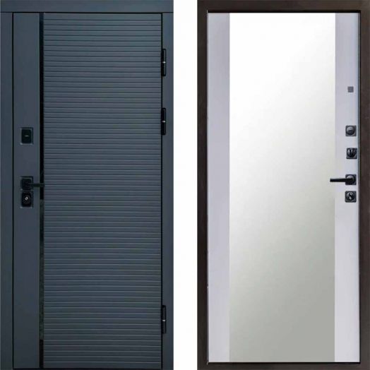 Входная дверь Termo-door Графит line - Зеркало Белый софт