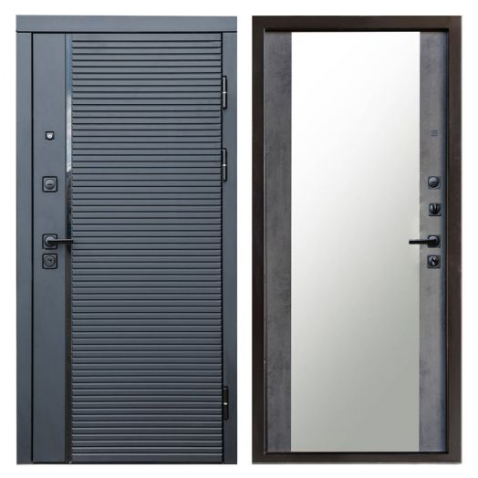Входная дверь Termo-door Black Line - Зеркало Бетон темный