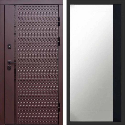 Входная дверь Termo-door Simple Шоколад - Широкое Зеркало Фацет Черный кварц