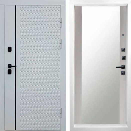 Входная дверь Termo-door Simple White - Зеркало Лиственница