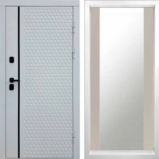Входная дверь Termo-door Simple White - Зеркало Слоновая кость