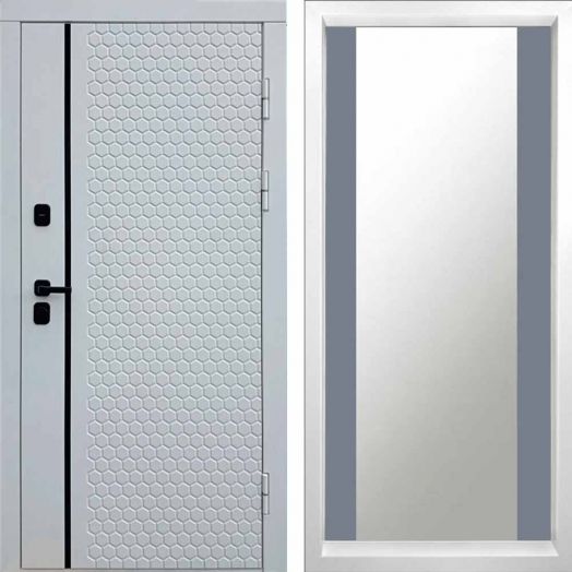 Входная дверь Termo-door Simple White - Зеркало Грей софт