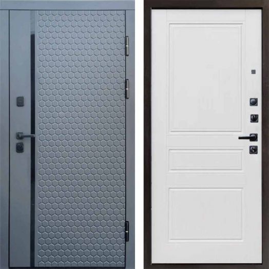 Входная дверь Termo-door Simple Графит - Классика Белое дерево