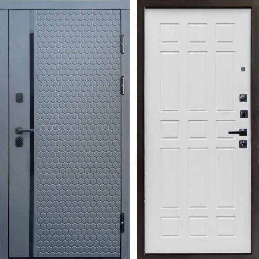 Входная дверь Termo-door Simple Графит - Спарта Белое дерево