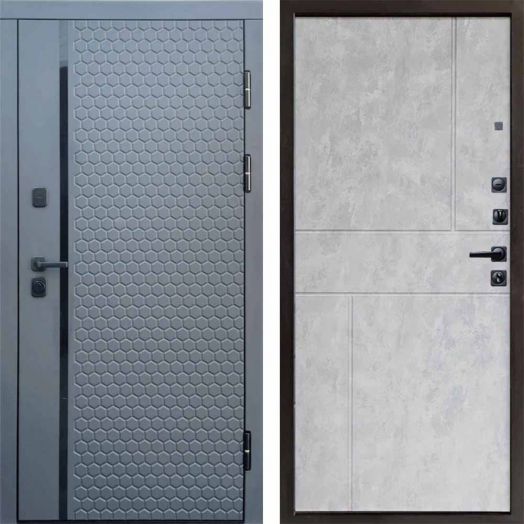 Входная дверь Termo-door Simple Графит - Горизонт Бетон светлый