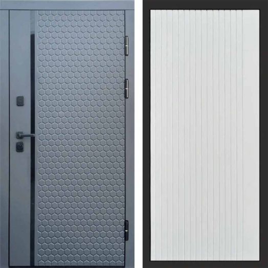 Входная дверь Termo-door Simple Графит - FLAT Белый софт