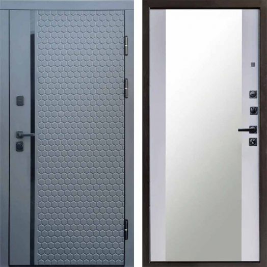 Входная дверь Termo-door Simple Графит - Зеркало Белый софт